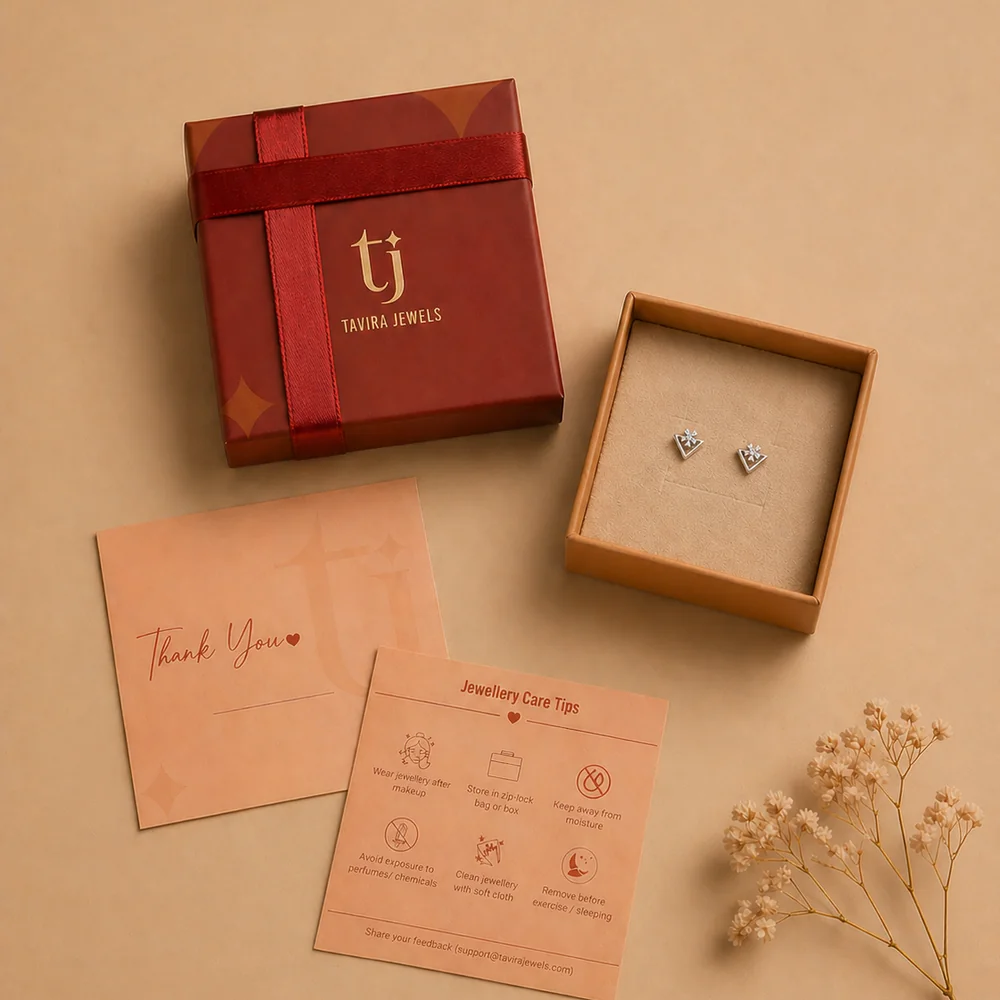 Tavira 92.5 Silver Geo Bloom Moissanite Earrings - Fresh Eggless Cake Delivery | TF Cakes (View 3)