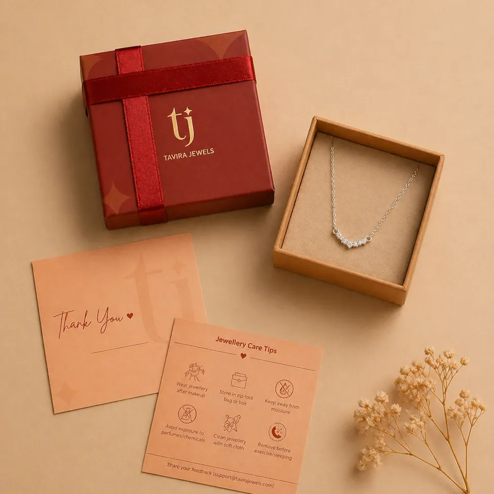 Tavira 92.5 Silver Sparkle Bloom Moissanite Necklace - Fresh Eggless Cake Delivery | TF Cakes (View 2)