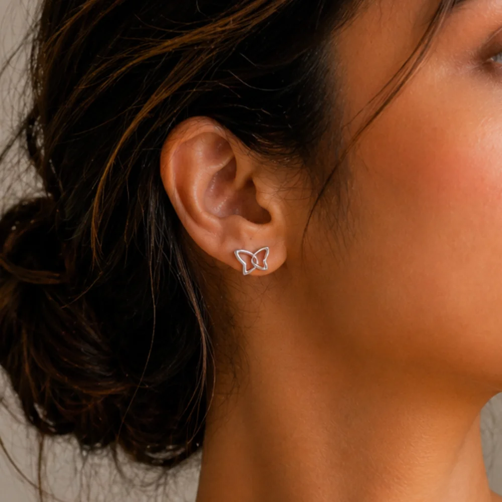Tavira 92.5 Silver Tiny Butterfly Earrings - Fresh Eggless Cake Delivery | TF Cakes (View 3)